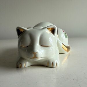 Vintage Formalities CAT by Baum Bros Porcelain Victorian Rose Sleeping Figurine